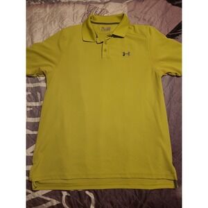 Under Armour Loose Heat Gear Performance Polo Shirt Mens Large Neon Green